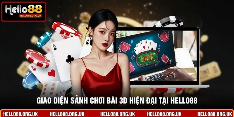 Giao diện sảnh chơi bài 3D hiện đại tại Hello88